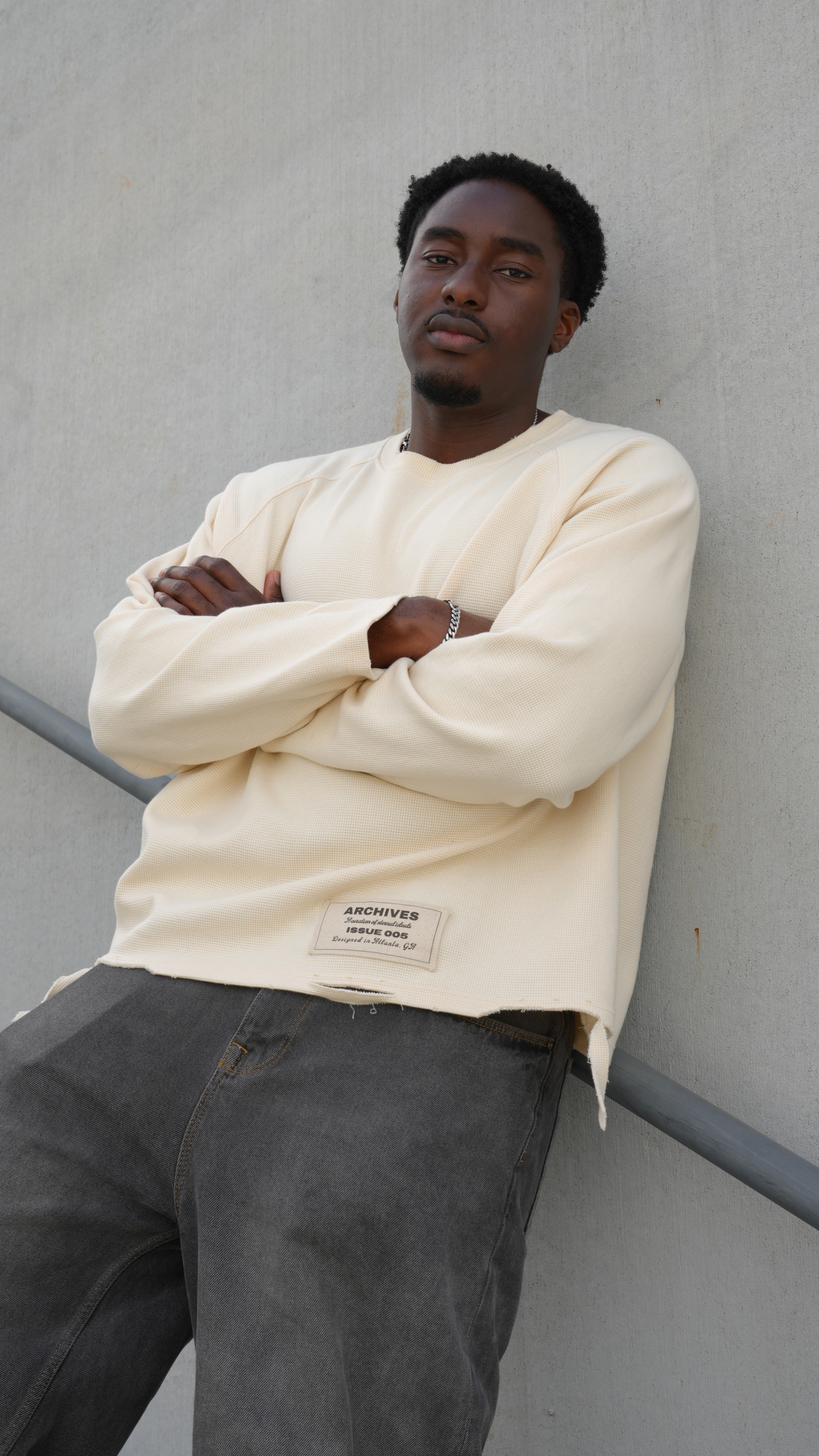 Distressed Waffle Long Sleeve