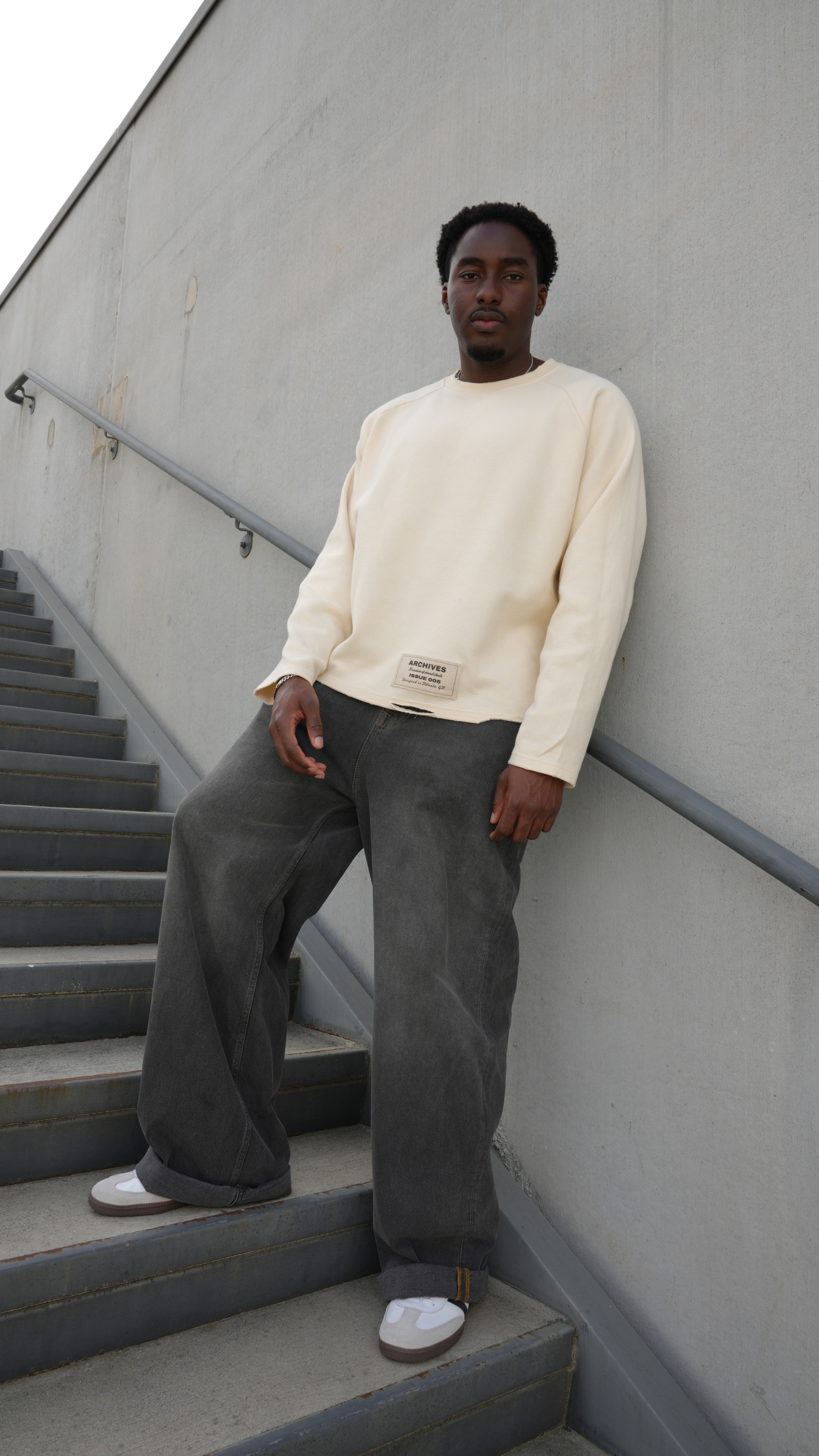 Distressed Waffle Long Sleeve