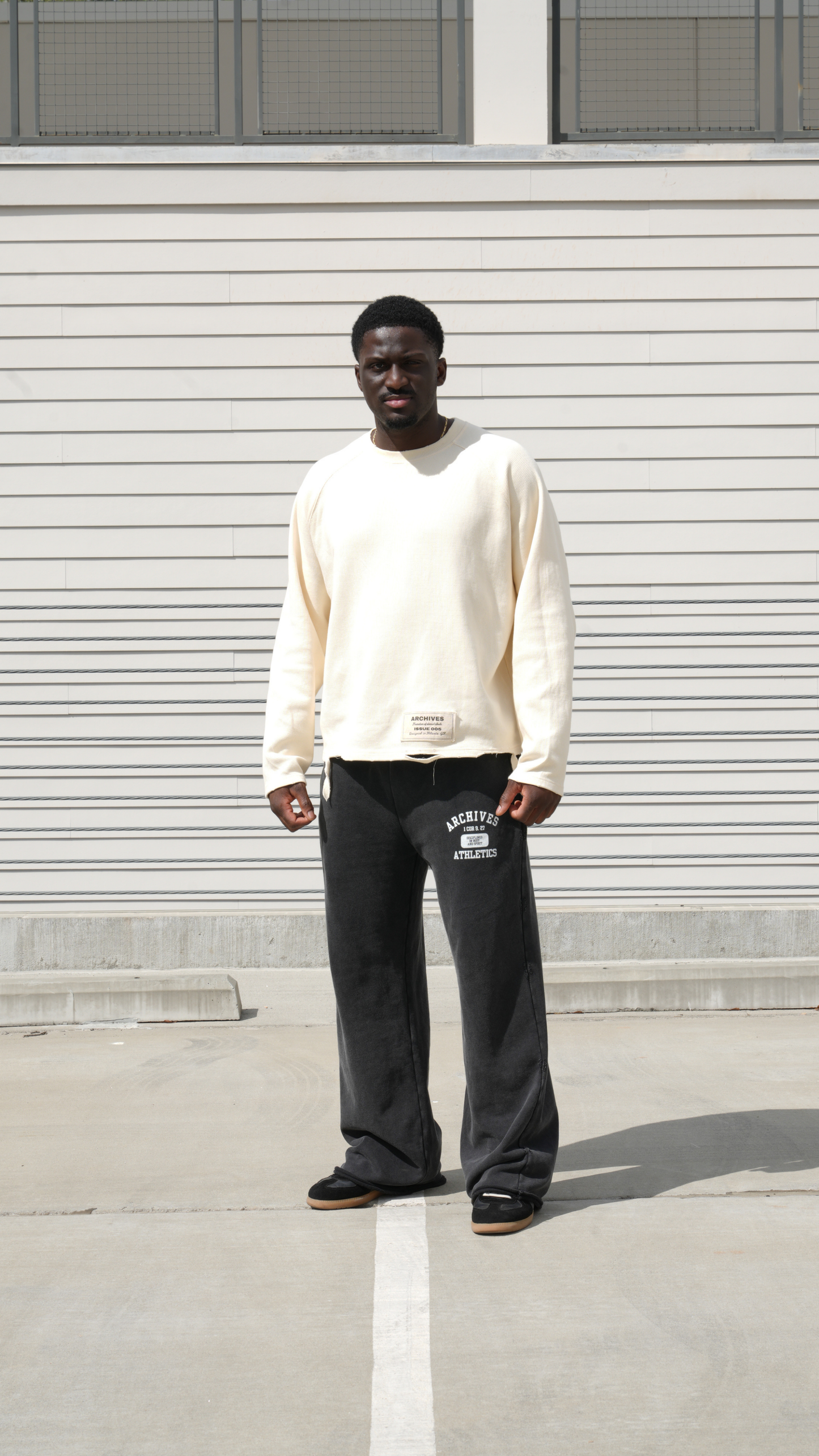 Distressed Waffle Long Sleeve